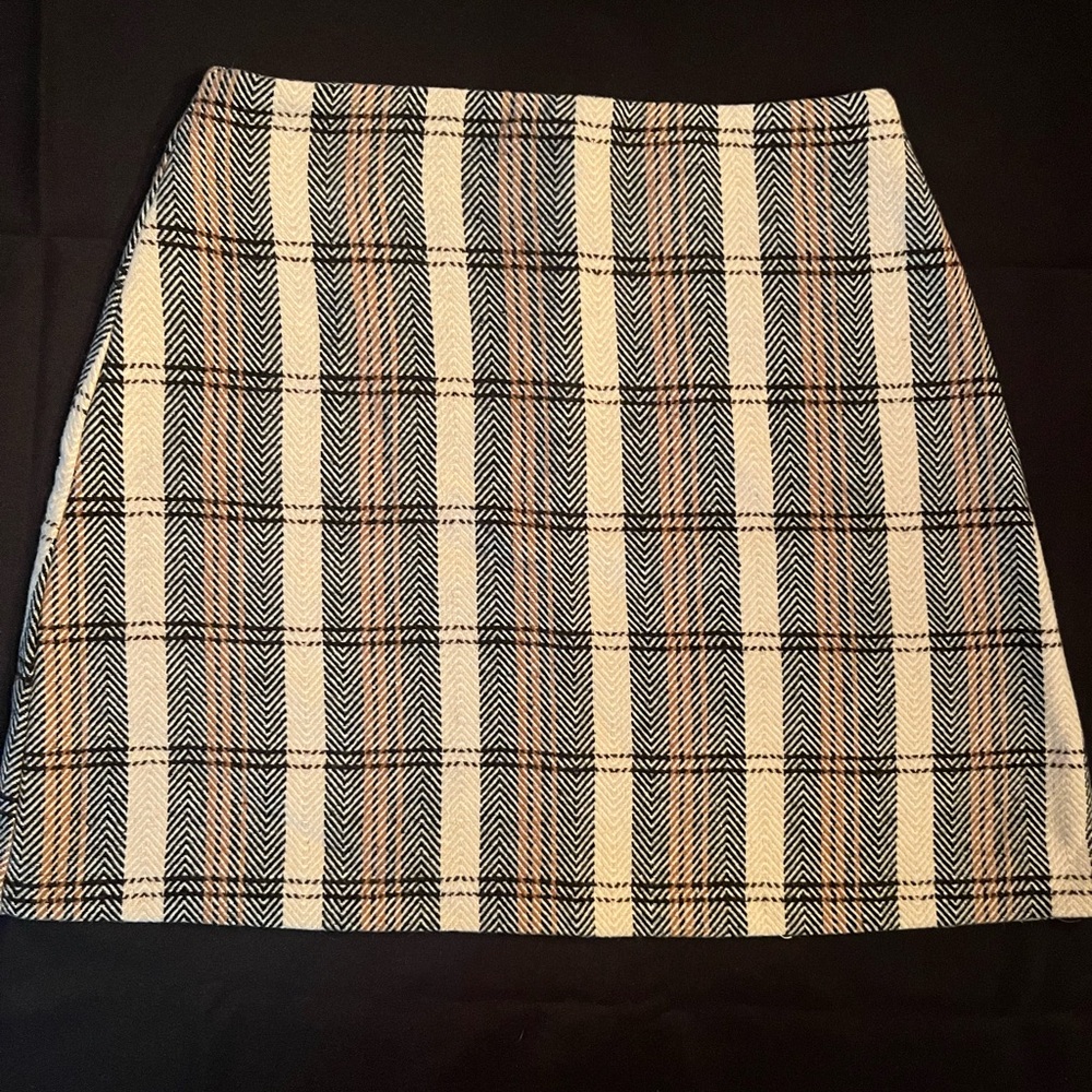Classic Brown, Black, and Cream Plaid Skirt
